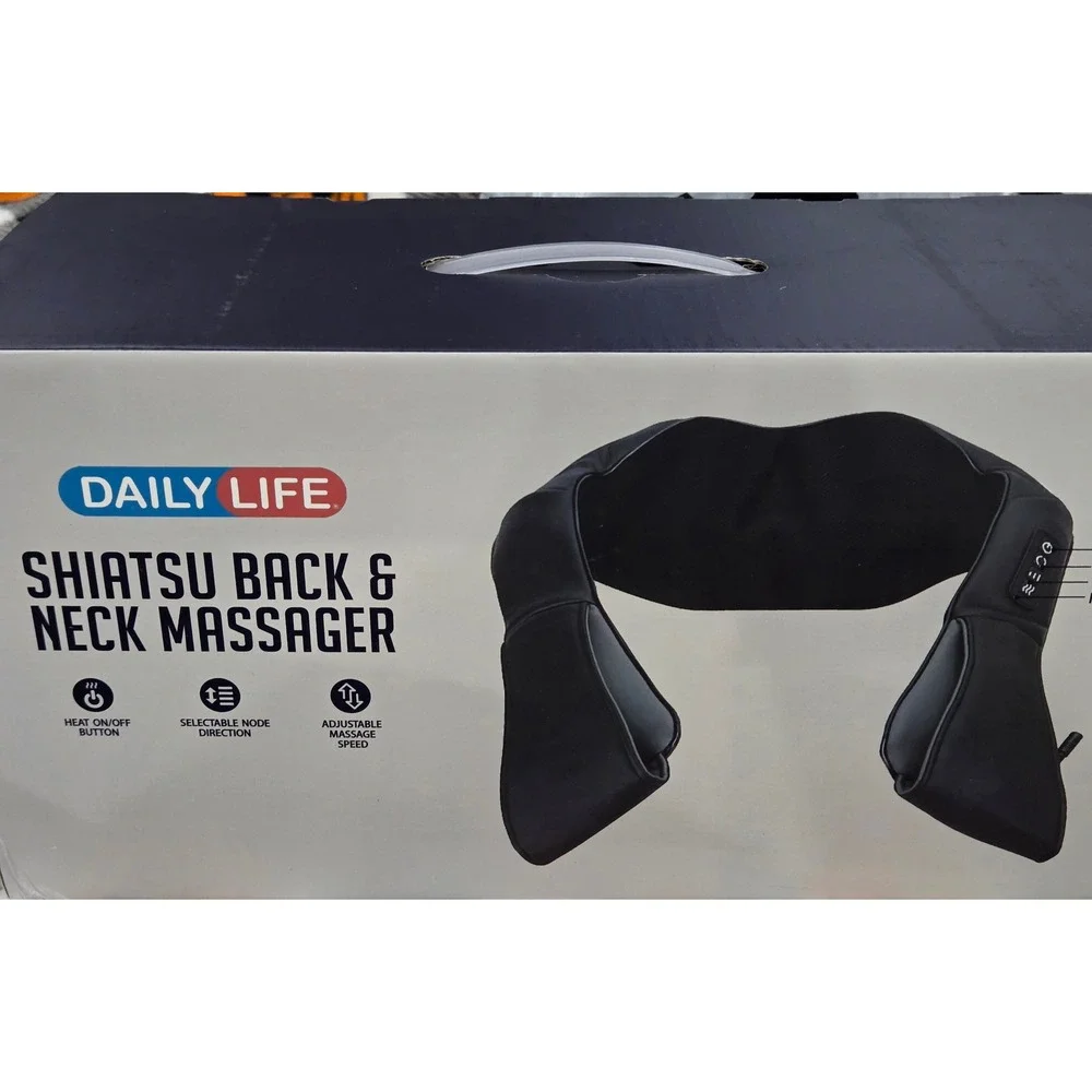 Daily Life Shiatsu Back and Neck Massager Heat 8 Nodes ZC-3002 Black PU Leather - Picture 2 of 6
